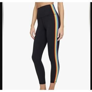 NWT Spiritual Gangster Sz M Women's Ada Black Rainbow Stripe 7/8 Leggings